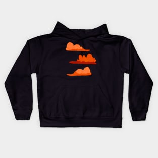 Orange Sparkly Fluffy Clouds Kids Hoodie